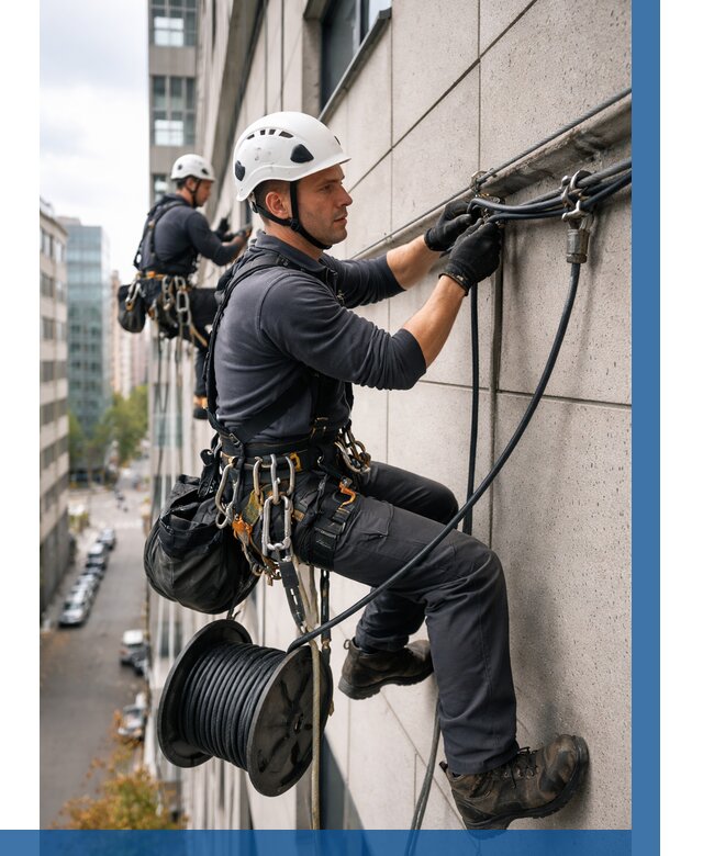 Прокладка кабеля по фасаду в Рославле от 360 р. | ВЫСОТНИК-Рлв