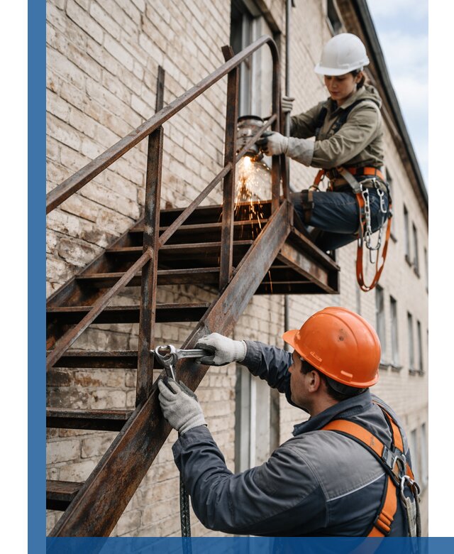 Ремонт и восстановление пожарных лестниц с выездом в Рославле