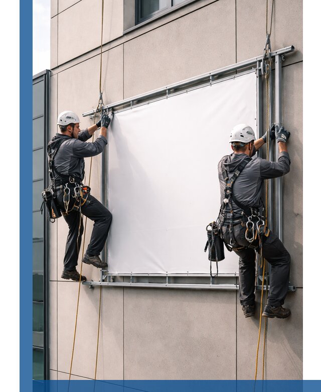 Монтаж наружной рекламной вывески в Рославле под ключ