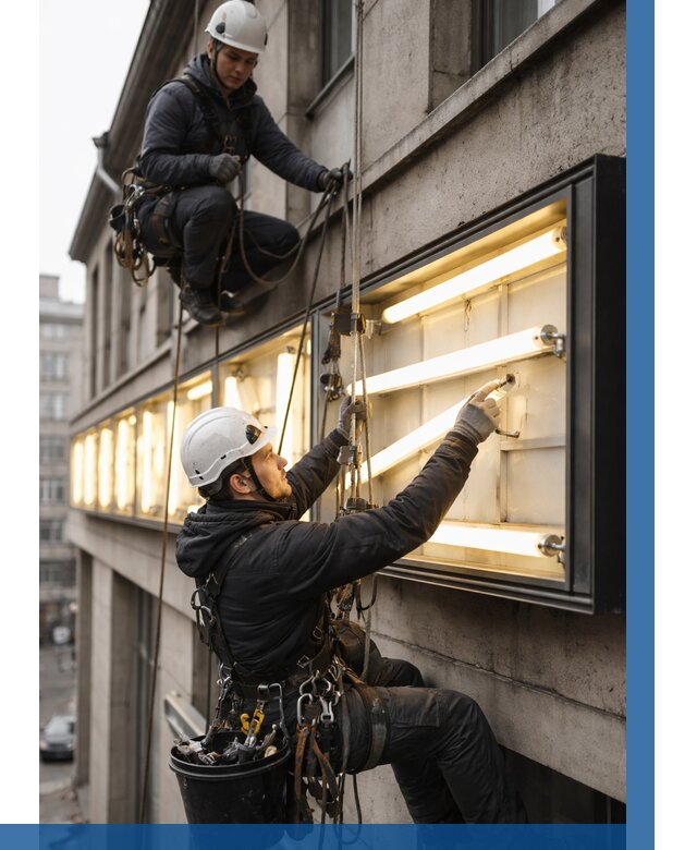 Замена ламп в вывеске в Рославле под ключ от 3597 р. | ВЫСОТНИК-Рлв