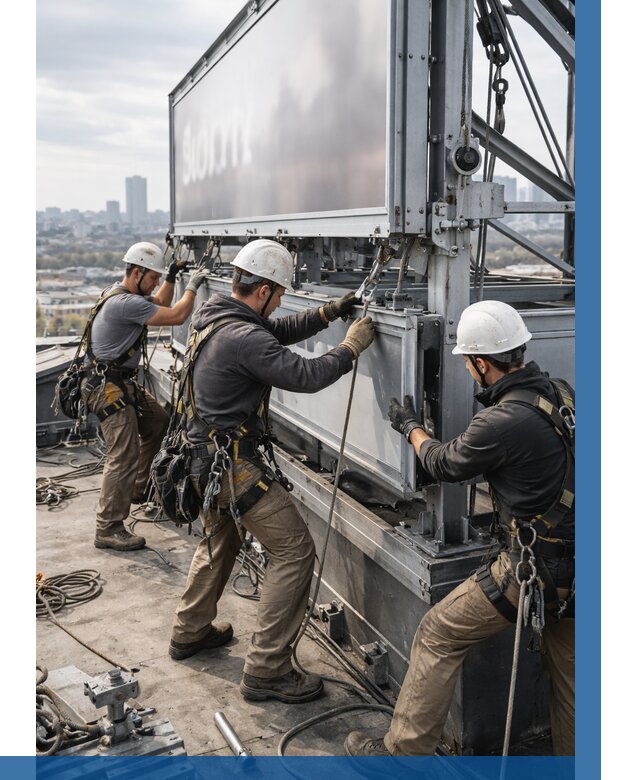 Монтаж крышной рекламной конструкции в Рославле от 61656 р.|ВЫСОТНИК-Рлв