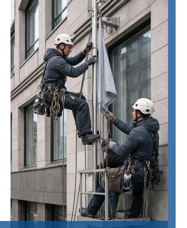 Установка флагов на фасаде в Рославле от 4624 р. | ВЫСОТНИК-Рлв