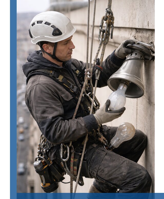 Замена ламп на высоте в Рославле профессионально и быстро