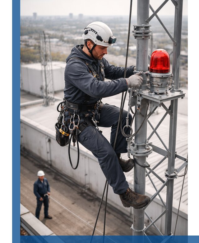 Монтаж заградительных огней и обслуживание объектов в Рославле