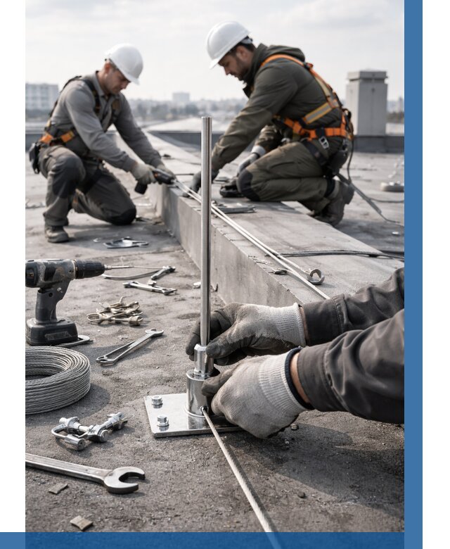 Монтаж молниезащиты на кровле в Рославле цена от 25690 р. | ВЫСОТНИК-Рлв