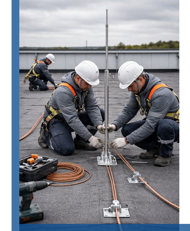 Монтаж молниезащиты на кровле в Рославле под ключ с гарантией