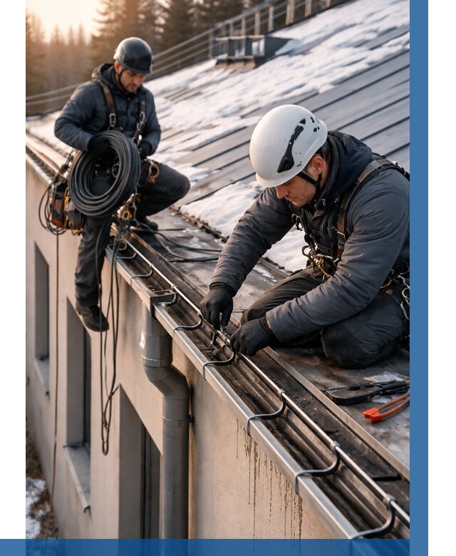 Монтаж греющего кабеля на кровле в Рославле от 462 р. | ВЫСОТНИК-Рлв