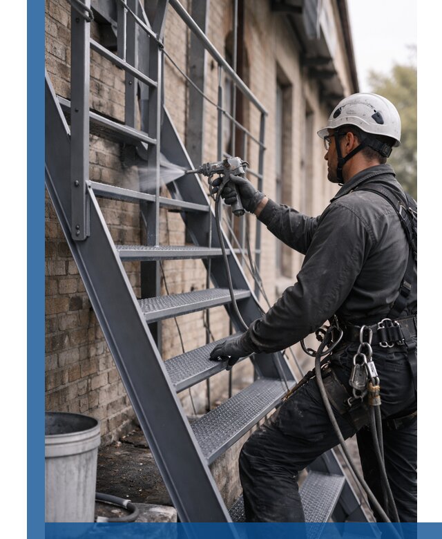 Покраска и антикоррозионная защита пожарных лестниц в Рославле