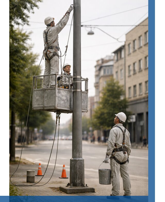 Покраска опор освещения в Рославле от 5138 р. | ВЫСОТНИК-Рлв