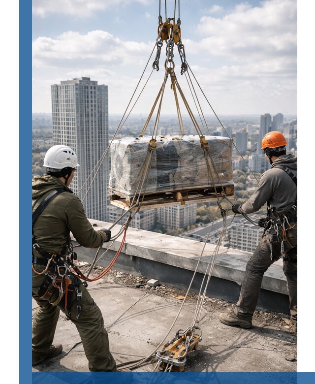 Подъем и монтаж крупногабаритных грузов на крышу в Рославле