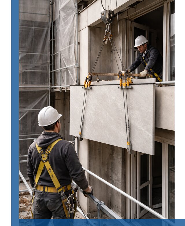 Подъем керамогранита на этаж в Рославле грузчиками и техникой