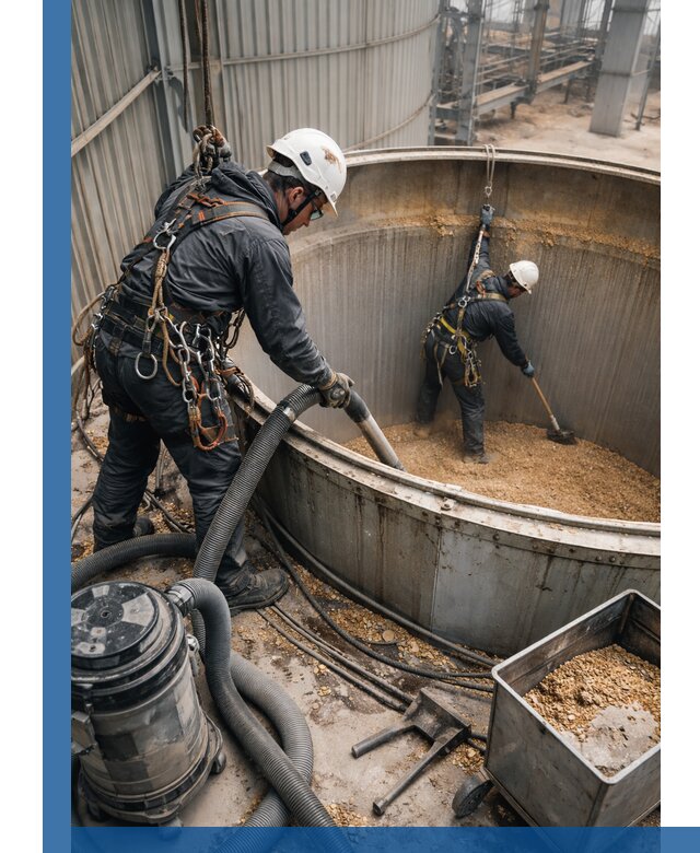 Профессиональная чистка зерновых бункеров в Рославле с выездом