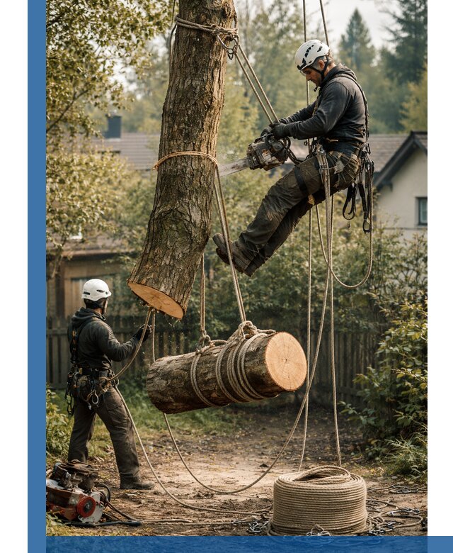 Валка деревьев частями в Рославле, безопасно и аккуратно