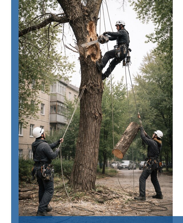 Срочное удаление аварийных деревьев в Рославле с гарантией безопасности